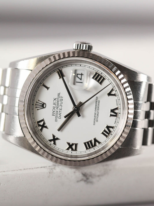 2002 Rolex Datejust 16234 White Roman
