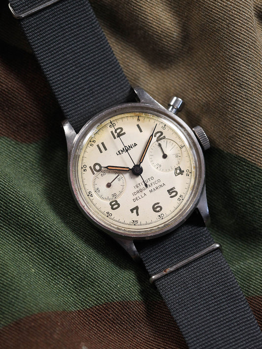 1950s Lemania Monopusher Chronograph "Instituto Idrografico Della Marina"